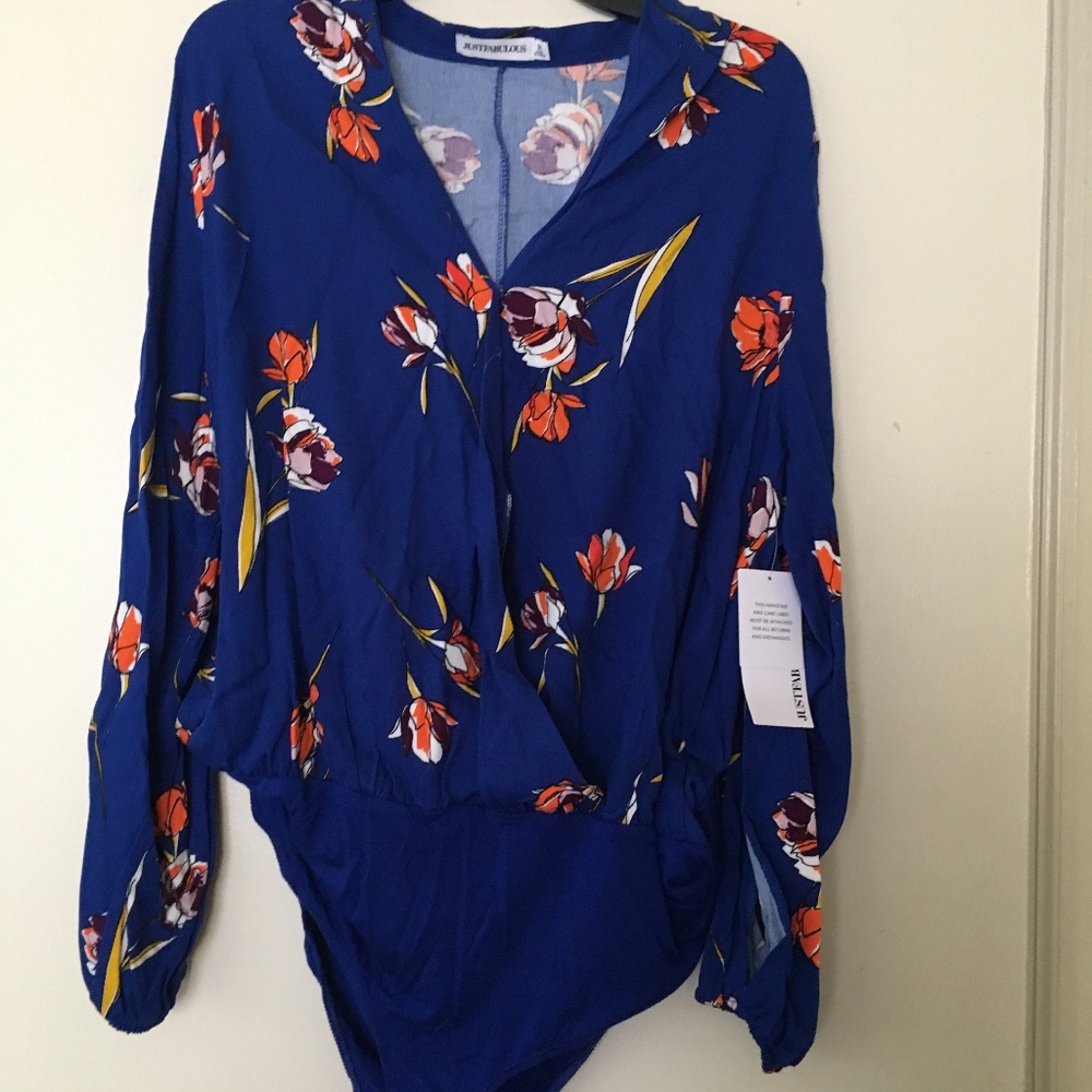 Blue and Orange Floral Bodysuit